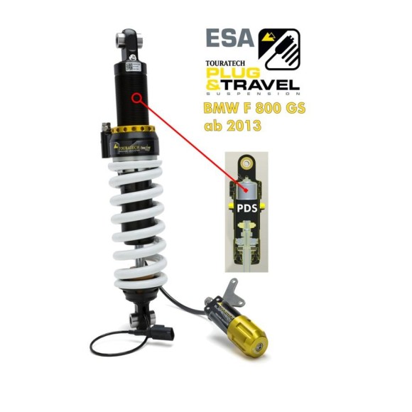 Tubo amortiguador Touratech Suspension para BMW F800GS a partir del 2013 Tipo: Plug & Travel para sistema ESA