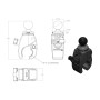 Base de abrazadera pequeña con bola RAM® Tough-Claw ™ - Anclaje regulable barra 16-38 mm