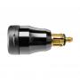 Dual USB Type A and Type C aluminum DIN adapter for motorcycles
